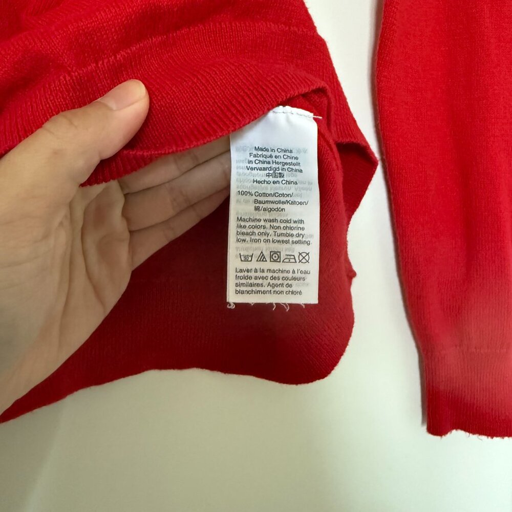 J Crew Teddie Sweater Medium Dalmatian Dog Print Red Classic Novelty Print - Picture 13 of 15